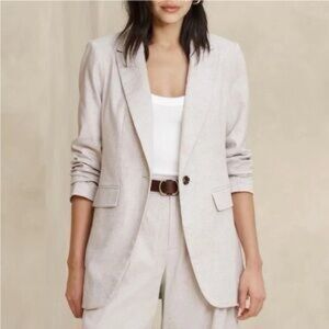 Banana Republic Linen Blend Single-Button Tailored Blazer Size 6 NWT